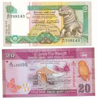 Srí Lanka 1992. 10R + 2010. 20R T:UNC,AU Ceylon 1974. 5 Rupees + 1977. 2 Rupees + 1979. 2 Rupees C:UNC,AU Krause P#102, P#123