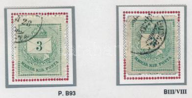 1874 2 db Színesszámú 3kr durva gyöngyjavítással (ex Orbán, Sebestyén aranyérmes kiállítási anyagból)