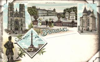 Brussels with Royal Palace litho