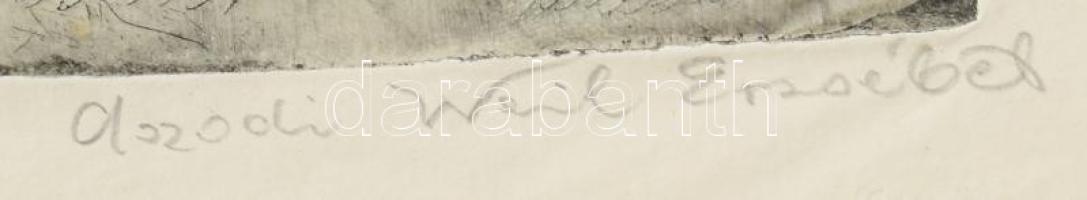 Aszódi Weil Erzsébet (1901-1976): Expresszív táj (cím nélkül). Rézkarc, papír, jelzett, próbanyomat ...