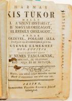[Losontzi István]: Hármas kis tükör, melly I. a' Szent históriát, II. Magyar országot, III. Erdély országot, annak földével, polgári-állapatjával és históriájával gyenge elmékhez meg-bővítve alkalmaztatott módon a' nemes tanúlóknak, summásan, de világosan elő-adja és ki mutatja. Pesten,én.,Nyomtattatott Patzko Ferentz Jósef költségével, 252+253-257 (pótolt, másolt lapok) p. + 1 (Erdély térképe) t. Korabeli sérült félbőr-kötés, sérült borítóval, egykorú bejegyzésekkel, sérült, lyukas címlappal, foltos lapokkal, benne szakadt, sérült lapokkal is, egy lap részben hiányos (3/4 p.), az utolsó lapok (253-257 p.) másolattal pótoltak, ezek közül egy-két lap kijár, a 2. térképet (258 p.) hiányosan másolták le, beragasztott cikkel és pótlást végző intézmény számlájával. Rossz, restaurálásra szoruló állapotban.