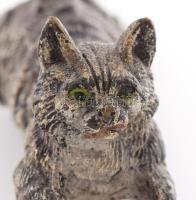 Bécsi bronz macska figura, h: 6 cm