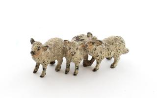 Bécsi bronz birkacsoport figura, h: 6 cm