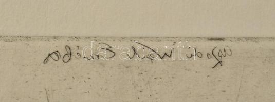 Aszódi Weil Erzsébet (1901-1976): Kis falu. Rézkarc, papír, jelzett a karcon, 39,5×28 cm