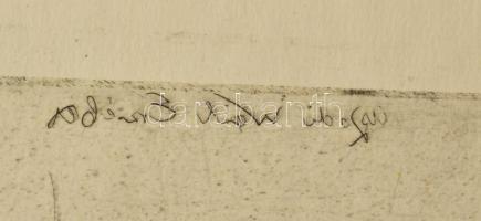 Aszódi Weil Erzsébet (1901-1976): Kis falu. Rézkarc, papír, jelzett a karcon, 39,5×28 cm