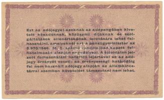 1946. 100.000AP vízjeles papíron, viszonylag alacsony "E34 00.249" sorszámmal T:F
Adamo P...