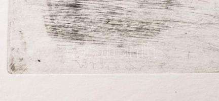 Aszódi Weil Erzsébet (1901-1976): Birkanyáj (cím nélkül). Rézkarc, papír. Jelzett a karcon (halványa...