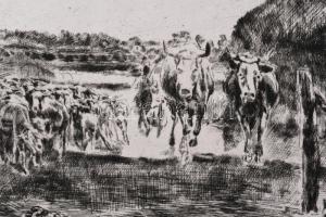 Aszódi Weil Erzsébet (1901-1976): Birkanyáj (cím nélkül). Rézkarc, papír. Jelzett a karcon (halványa...