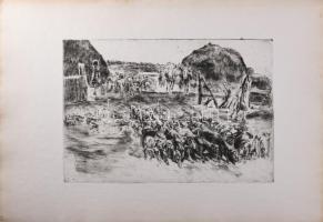 Aszódi Weil Erzsébet (1901-1976): Birkanyáj (cím nélkül). Rézkarc, papír. Jelzett a karcon (halványa...