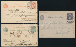 1906-1931 3 db díjjegyes zárt levelezőlap