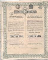 Románia ~1930. "Astra Romana Részvénytársaság" részvénye 500L-ről bélyegzésekkel , szelvényekkel T:F Romania ~1930. "Astra Romana Corporation" share about 500 Lei with cancellations and coupons C:F