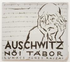 Lukács Ágnes Auschwitz. Női tábor - Women's camp. Bp., 1946., Szocialista-Cionisták (Ichud) Pártja, (Bp., Lit. Huschit Rezső-ny.), [8] p. + 24 (fekete-fehér képtáblák, egy duplummal (8 t.)) t. Első kiadás. Magyar és angol nyelven. Lukács Ágnes (1920-2016) festőművész, grafikus, pedagógus, Lukács Gyula festőművész lánya. Már fiatalon a művészet felé fordult, gyerekkorától jelentek meg rajzai különféle folyóiratokban. Később a Képzőművészeti Főiskolán Szőnyi István tanítványa volt. 1944-ben rajz és művészettörténet szakos tanári oklevelet szerzett. Ugyanebben az évben az auschwitzi koncentrációs táborba deportálták, majd Németországba hurcolták, ahonnan 1945 tavaszán térhetett haza. Az elszenvedett megpróbáltatásokról készítette Auschwitz: Női tábor című híres rajzsorozatát, amely 1946-ban jelent meg. A háború után rajztanárként dolgozott, valamint műveivel rendszeresen részt vett kiállításokon is. Kiadói illusztrált papírkötés, szakadt, kissé kopott, foltos mappával. Ritka!