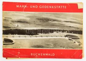 Mahn- und Gedenkstätte Buchenwald. Memorial de Buchenwald. Hrsg. Komitee für die Einweihung der Man- und Gedenkstätte Buchenwald in der Deutschen Demokratischen Republik, 8 p. + 4 (fekete-fehér kétoldalas képtáblák) t. Német, francia és orosz nyelven. Kiadói haránt-alakú papírkötés, leszakadt borítóval.