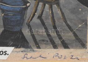 Szabó István (1942-): A II. világháború vége Zsámbékon. Rézkarc, papír. Jelzett. Kissé sérült. 18,5x...