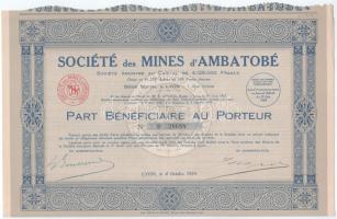 Franciaország / Lyon 1929. "Société des Mines d'Ambatobé" részvény 100Fr-ről (4x) sor...