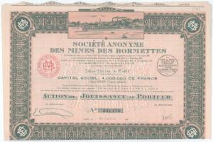 Franciaország / Párizs 1924. "Société Anonyme des Mines des Bormettes" részvény 100Fr-ről ...