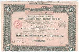Franciaország / Párizs 1924. "Société Anonyme des Mines des Bormettes" részvény 100Fr-ről ...