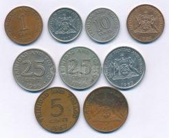 Trinidad és Tobago 1966-1994. 1c-25c (9db, 8xklf) T:AU-VF Trinidad and Tobago 1966-1994. 1 Cent - 25 Cents (9pcs, 8xdiff) C:AU-VF