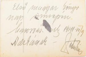 1941 Marosvásárhely, Móricz Zsigmond (1879-1942) író dedikál az első magyar könyvnapon, fotó, 8x5 cm