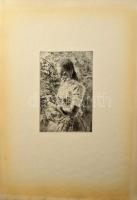 Aszódi Weil Erzsébet (1901-1976): Kislány macskával (cím nélkül). Rézkarc, papír. Jelzett a karcon. 24,5x16 cm