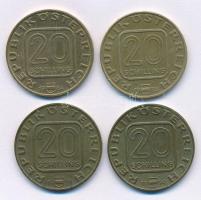 Ausztria 1983-1994. 20Sch Al-Ni-bronz (4xklf) T:XF,VF Austria 1983-1994. 20 Schilling Al-Ni-bronz (4xdiff) C:XF,VF