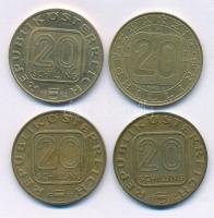 Ausztria 1980-1997. 20Sch Al-Ni-bronz (4xklf) T:XF,VF Austria 1980-1997. 20 Schilling Al-Ni-bronze (4xdiff) C:XF,VF