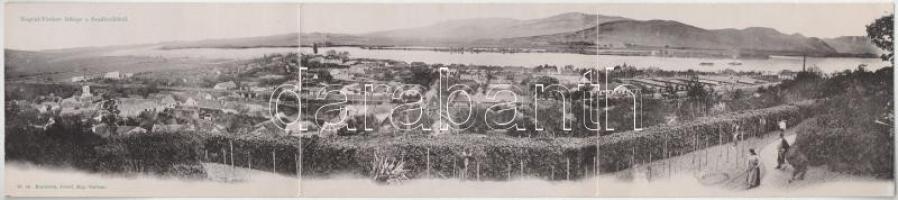 1904 Verőce, Nógrádverőce; látkép a Svadlo-villából, vasútvonal. Kopunecz József kiadása 98. sz. (hajtásnál szakadt / torn at fold)