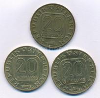 Ausztria 1982-1995. 20Sch Al-Ni-bronz (3xklf) T:XF,VF Austria 1982-1995. 20 Schilling Al-Ni-bronze (3xdiff) C:XF,VF