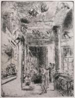 Aszódi Weil Erzsébet (1901-1976): Fecskék a lépcsőházban. Rézkarc, papír, jelzett a karcon. 26×19,5 ...