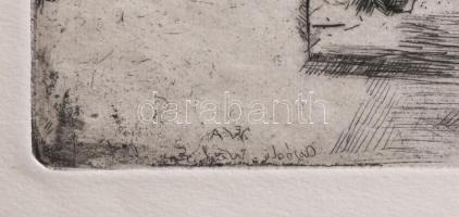 Aszódi Weil Erzsébet (1901-1976): Fecskék a lépcsőházban. Rézkarc, papír, jelzett a karcon. 26×19,5 ...