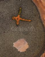 Iparművészeti mázas kerámia kancsó, kis kopottsággal, 17x14 cm