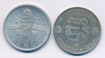 1945. 5P Al "Parlament" + 1947. 5Ft Ag "Kossuth" T:XF ph.