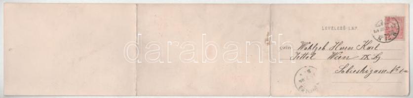 1904 Budapest V. Szabadság tér, Parlament, Országház. Divald Károly 66. 3-részes panorámalap (hajtás...