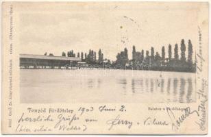 1903 Fonyód-fürdőtelep, Balaton a fürdőházzal. Gerő Zs. kiadása (EK)