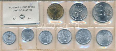 1981. 2f-10Ft (9xklf) érmés forgalmi sor fóliatokban, benne "FAO" 10Ft T:UNC Adamo FO14