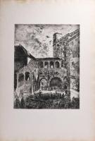 Aszódi Weil Erzsébet (1901-1976): Hangverseny a Rákóczi várban (Sárospatak). Rézkarc, papír, jelzett...