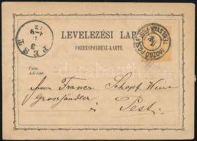 1872 Díjjegyes levelezőlap "MOZGÓ POSTA TEMESVÁR- PEST"