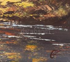 Olvashatatlan jelzéssel, XX. sz. vége/XXI. sz. eleje: Élet a vízparton. Olaj, farost. Dekoratív fake...