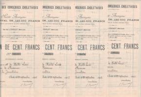 Vegyes 18db-os külföldi részvény és kötvény tétel, közte: Franciaország / Cholet 1895. "Société des Conserves Choletaises" (5x), Párizs 1920. "Etablissements André Vaissaire", Paris 1925. "Compagnie Miniére de Santiago y Anexas", Lyon DN "Société Lyonnaise du Carton Moulé" (2x), Párizs 1927. "Compagnie Africaine de Industrielle et Financiére" (2x), Párizs 1925. "Paris-Foncier" (5x), Németország / Weimari Köztársaság / Berlin 1929. "Terrain-Gesellschaft am Teltow-Canal Rudow-Johannisthal, Atkiengesellschaft", Szerbia / Belgrád 1888. Államkötvény T:vegyes