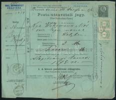 1875 Helyi Posta-utánvételi jegy 3kr pár díjkiegészítéssel "BUDAPEST FŐPOSTA"