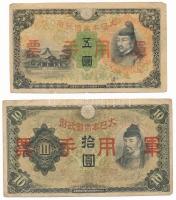 Kína / Japán bábállamok DN(1938) 5Y + 10Y T:F China / Japanese Puppet States ND(1938) 5 Yen + 10 Yen C:F Krause P#M25, P#M27