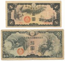 Kína / Japán bábállamok DN(1939) 10Y + DN(1940) 1Y T:F,VG, pici szakadások China / Japanese Puppet States ND(1939) 10 Yen + ND(1940) 1 Yen C:F,VG, tiny tears Krause P#M16, P#M20