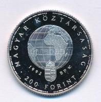 1992. 200Ft Ag "Veszélyeztetett állatvilág - Fehér gólya" T:AU (eredetileg PP) patina Adamo EM126