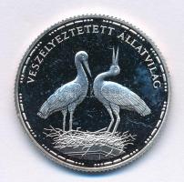 1992. 200Ft Ag "Veszélyeztetett állatvilág - Fehér gólya" T:AU (eredetileg PP) patina
Ada...