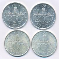 1992. 200Ft Ag "MNB" (2x) + 1994. 200Ft Ag "Deák" T:AU,XF Adamo F13, F13.1