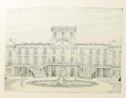 Jelzés nélkül: Kastély. Rézkarc, papír. Lapszéli ázásnyommal. 29,5x40 cm