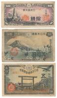 Japán 13(1938) 50s + 18(1943) 50s "Showa" + DN(1944) 10s T:F,VG Japan 13(1938) 50 Sen + 18(1943) 50 Sen "Showa" + DN(1944) 10 Sen C:F,VG Krause P#53, P#58, P#59