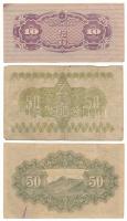Japán 13(1938) 50s + 18(1943) 50s "Showa" + DN(1944) 10s T:F,VG
Japan 13(1938) 50 Sen + 1...