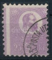 1871 Kőnyomat 25kr kolozsvári ibolya színben, látványosan képbe fogazva, pénzutalvány bélyegzéssel. (60.000+++) Ex Ryan