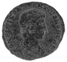 Római Birodalom 348-351. II. Constantius / Konstantinápoly AE2 (5,54g) T:XF,VF Roman Empire 348-351. Constantius II / Constantinople AE2 "DN CONSTAN-TIVS PF AVG / FEL TEMP RE-PARATIO - gamma - CONSO" soldier spearing fallen horseman who is wearing a Phrygian helmet, no beard, clutching horse's neck (5,54g) C:XF,VF RIC VIII 82